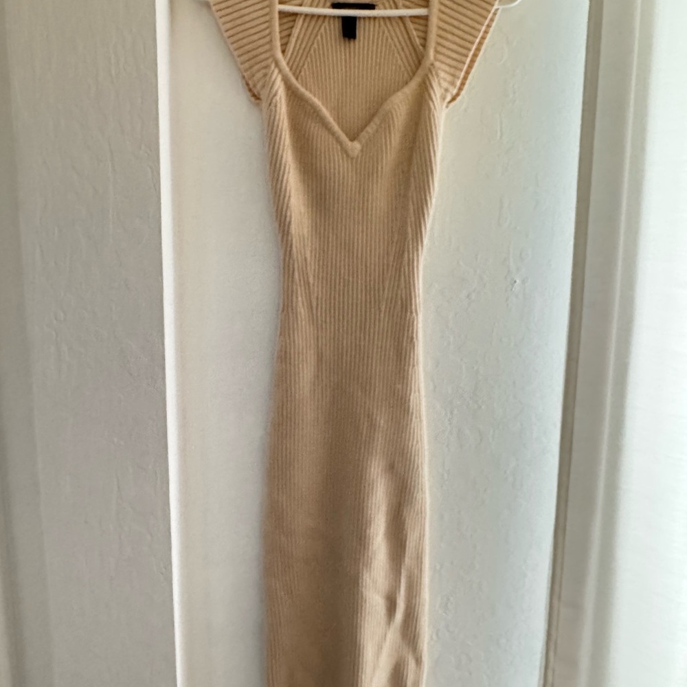 Elegant Cream Sweater Dress midi
